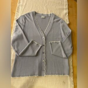 Vintage Lucia Periwinkle Cardigan. Made in Germany Size 8 Scalloped Rhinestone